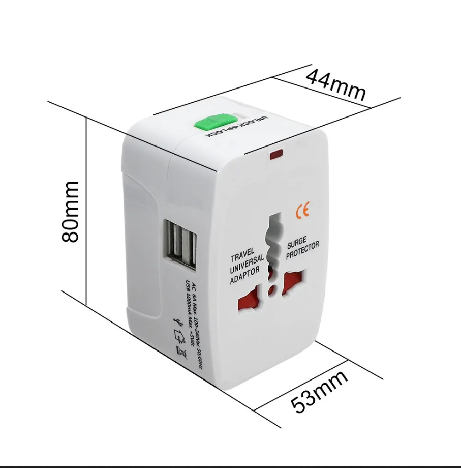 Universal Plug Travel Adapter  with USB Type C Ports