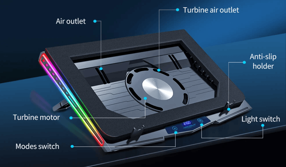 Best Laptop Cooling Pad Adjustable RGB Quiet USB Fans | Buy Online at Furniture Things Australia