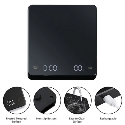 Coffee Scale Digital Precision Timer LED USB Rechargeable