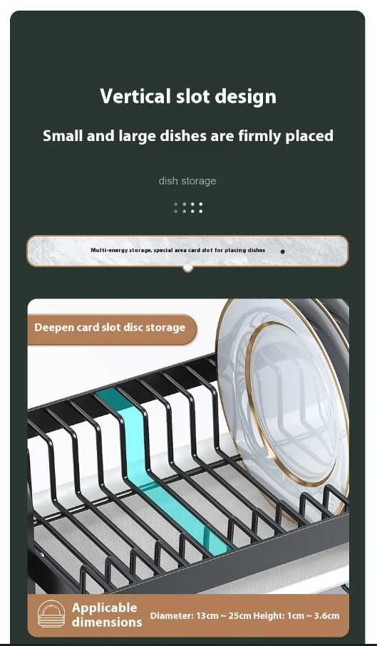 Kitchen Storage Rack 3-Tier Carbon Steel Organizer