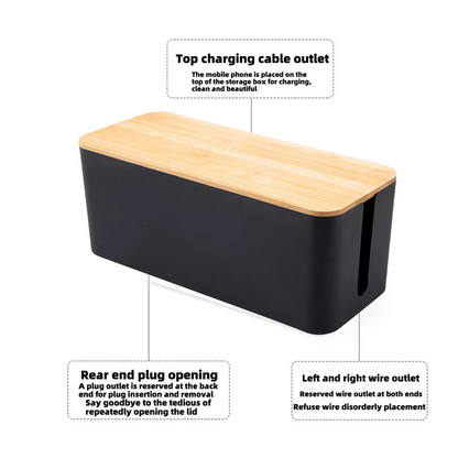 Cable Box Wooden Dustproof Wire Organizer