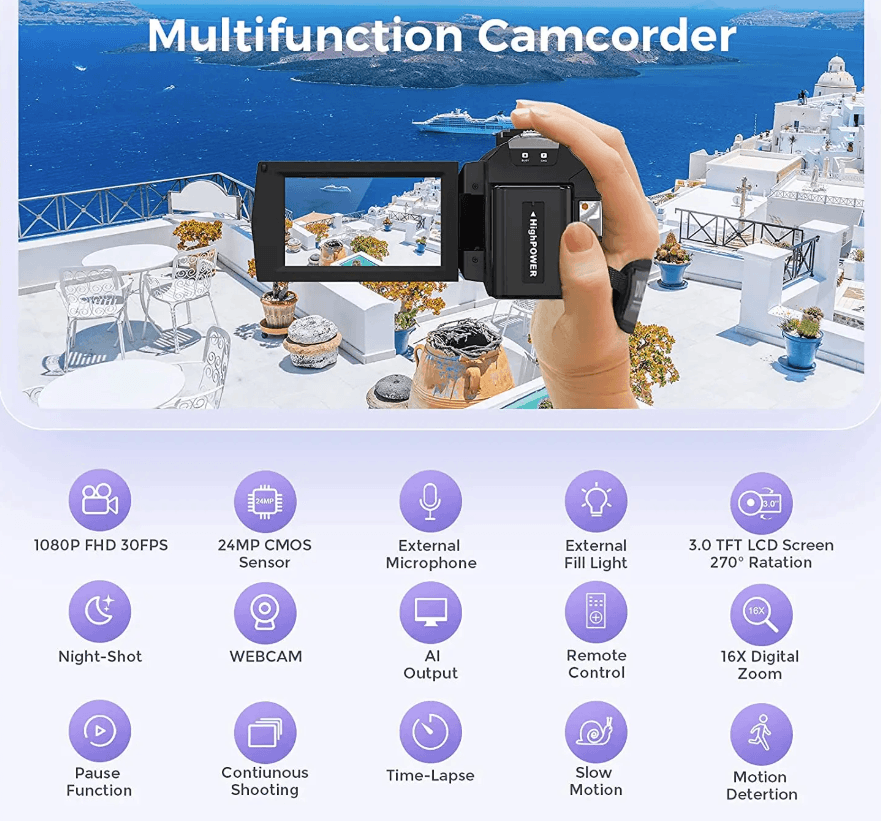 Best Digital Camera Video Camcorder with Rotating LCD Screen | Buy Online at Furniture Things Australia